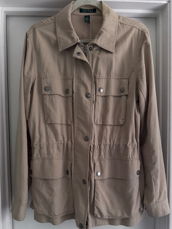 Lauren Ralph Lauren Jackets & Blazers - Lauren Ralph Lauren Beige Utility Jacket with Flap Pockets and Cinch Waist